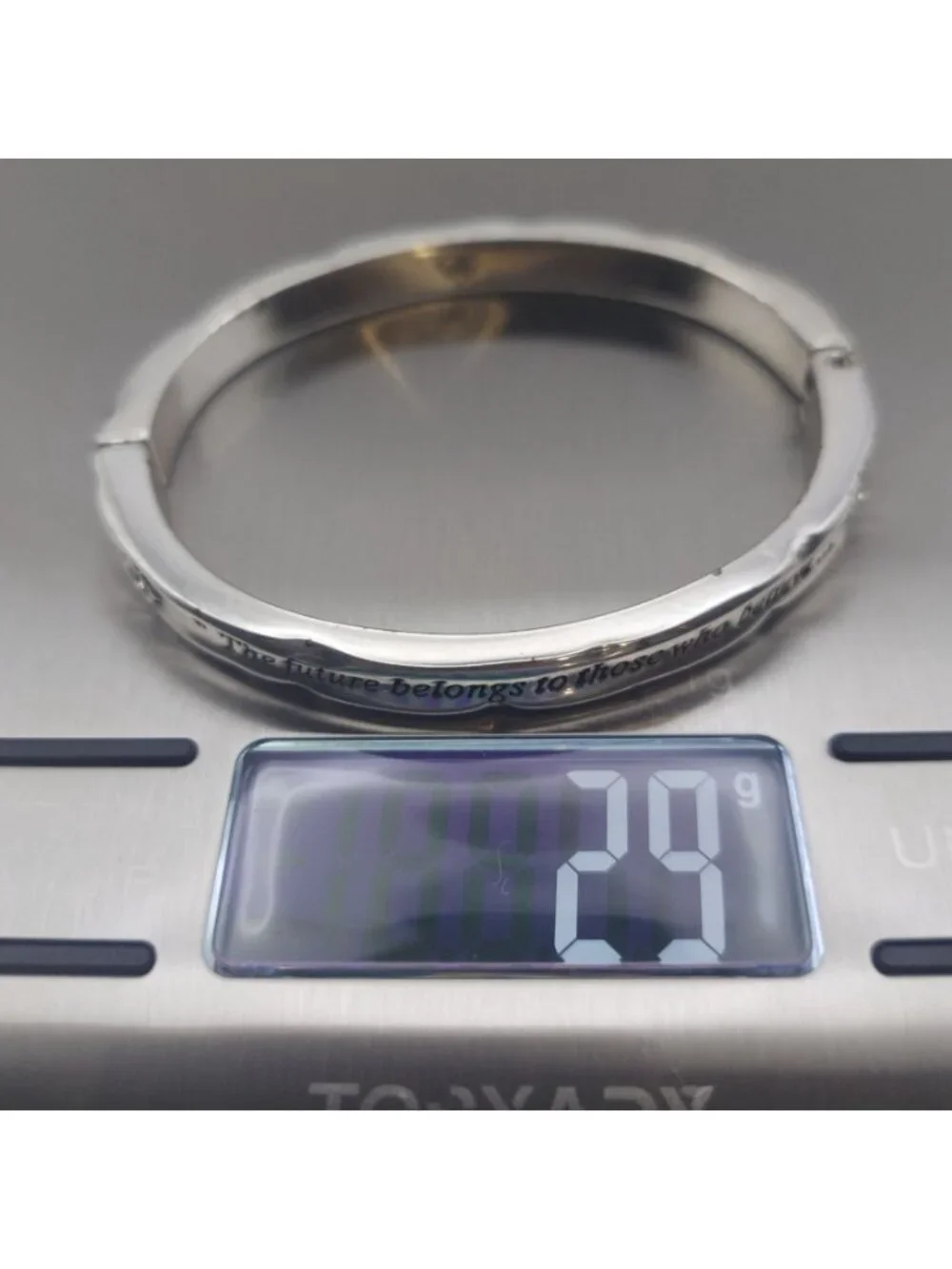 Brighton Hinged Bangle Bracelet Silver Plated Roosevelt The Future Belongs Quote